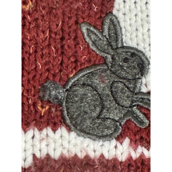 VTG Christopher Banks Med Red Hand Embroidered Christmas Snowman Nature Sweater - Picture 8 of 13